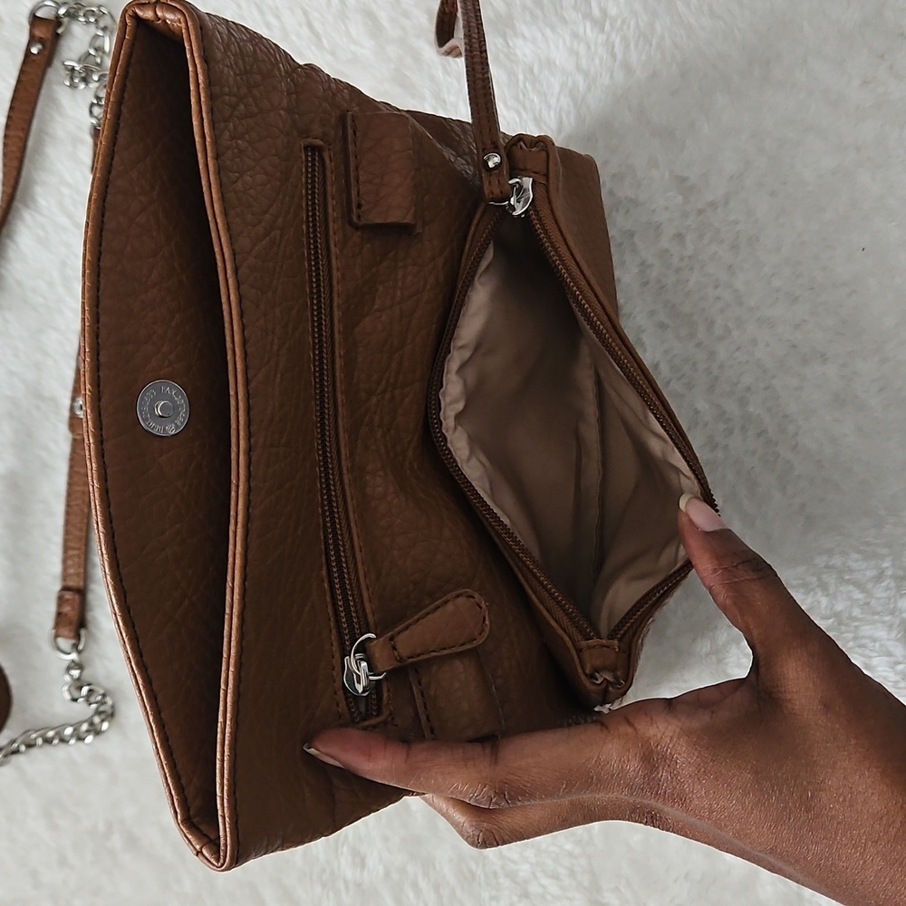 Nine West Crossbody Purse Convertible Wristlet Bag Brown Detachable Strap - Picture 6 of 12